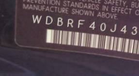 VIN prefix WDBRF40J43F3