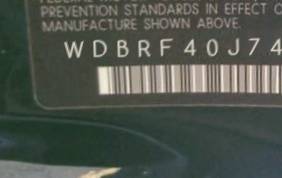 VIN prefix WDBRF40J74A6