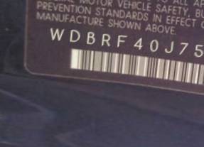 VIN prefix WDBRF40J75A6
