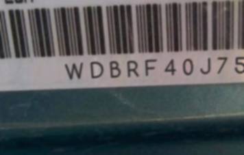 VIN prefix WDBRF40J75F7