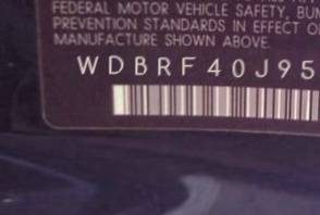 VIN prefix WDBRF40J95F7