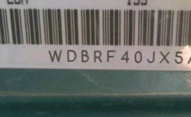 VIN prefix WDBRF40JX5A6