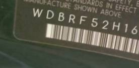 VIN prefix WDBRF52H16E0