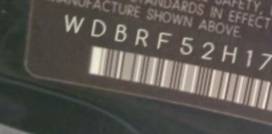 VIN prefix WDBRF52H17A9