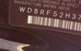 VIN prefix WDBRF52H37F9