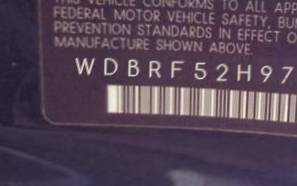 VIN prefix WDBRF52H97A9
