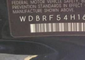 VIN prefix WDBRF54H16A8