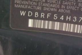 VIN prefix WDBRF54H37A9