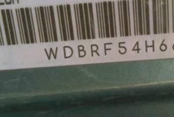 VIN prefix WDBRF54H66A8