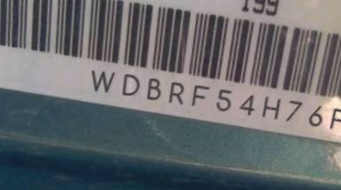 VIN prefix WDBRF54H76F7