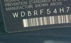 VIN prefix WDBRF54H76F8