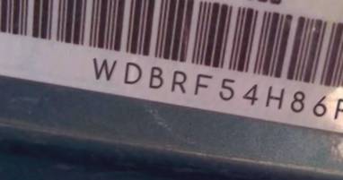 VIN prefix WDBRF54H86F7