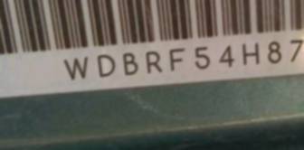 VIN prefix WDBRF54H87A9