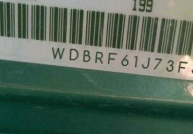 VIN prefix WDBRF61J73F3
