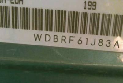 VIN prefix WDBRF61J83A5