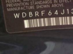 VIN prefix WDBRF64J13F4
