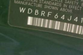 VIN prefix WDBRF64J41F1