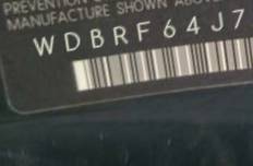 VIN prefix WDBRF64J73E0