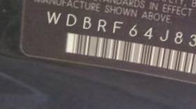 VIN prefix WDBRF64J83F3