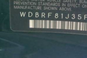 VIN prefix WDBRF81J35F7
