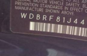VIN prefix WDBRF81J44F5