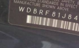 VIN prefix WDBRF81J84F5