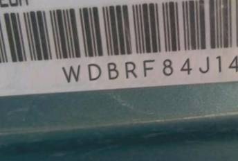 VIN prefix WDBRF84J14F5