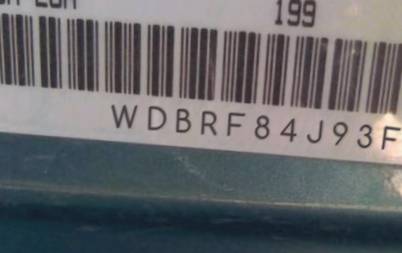 VIN prefix WDBRF84J93F3