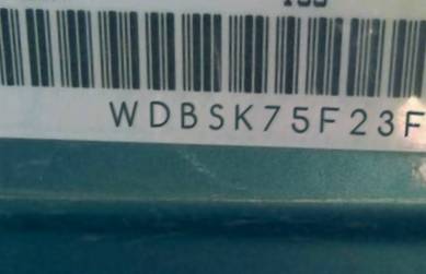 VIN prefix WDBSK75F23F0