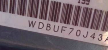 VIN prefix WDBUF70J43A1