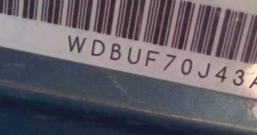 VIN prefix WDBUF70J43A3