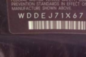 VIN prefix WDDEJ71X67A0