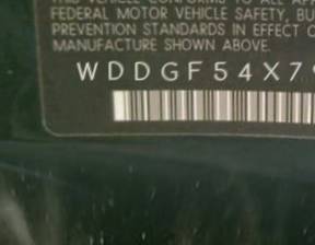VIN prefix WDDGF54X79F2
