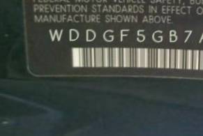 VIN prefix WDDGF5GB7AR0