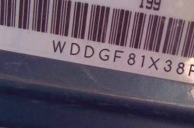 VIN prefix WDDGF81X38F1