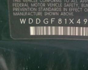 VIN prefix WDDGF81X49R0