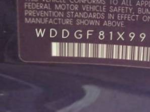 VIN prefix WDDGF81X99F3