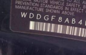 VIN prefix WDDGF8AB4DR3