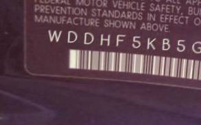 VIN prefix WDDHF5KB5GB2
