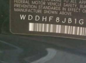 VIN prefix WDDHF8JB1GB1