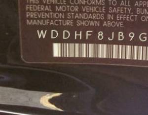 VIN prefix WDDHF8JB9GB1