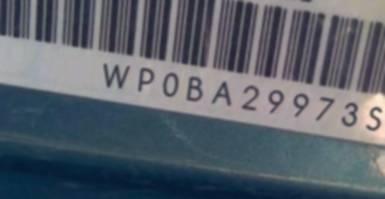 VIN prefix WP0BA29973S6