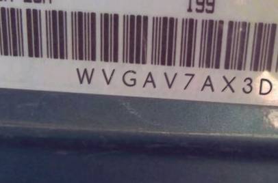 VIN prefix WVGAV7AX3DW5