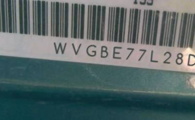 VIN prefix WVGBE77L28D0