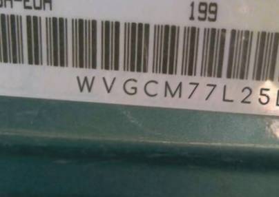 VIN prefix WVGCM77L25D0