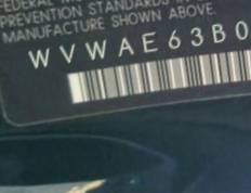 VIN prefix WVWAE63B05E0