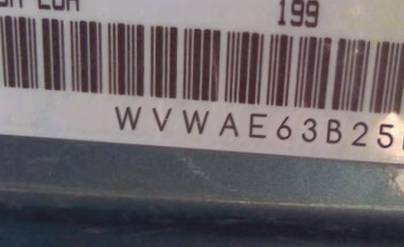 VIN prefix WVWAE63B25E0