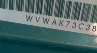 VIN prefix WVWAK73C38E0