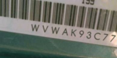 VIN prefix WVWAK93C77P0