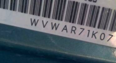 VIN prefix WVWAR71K07W0